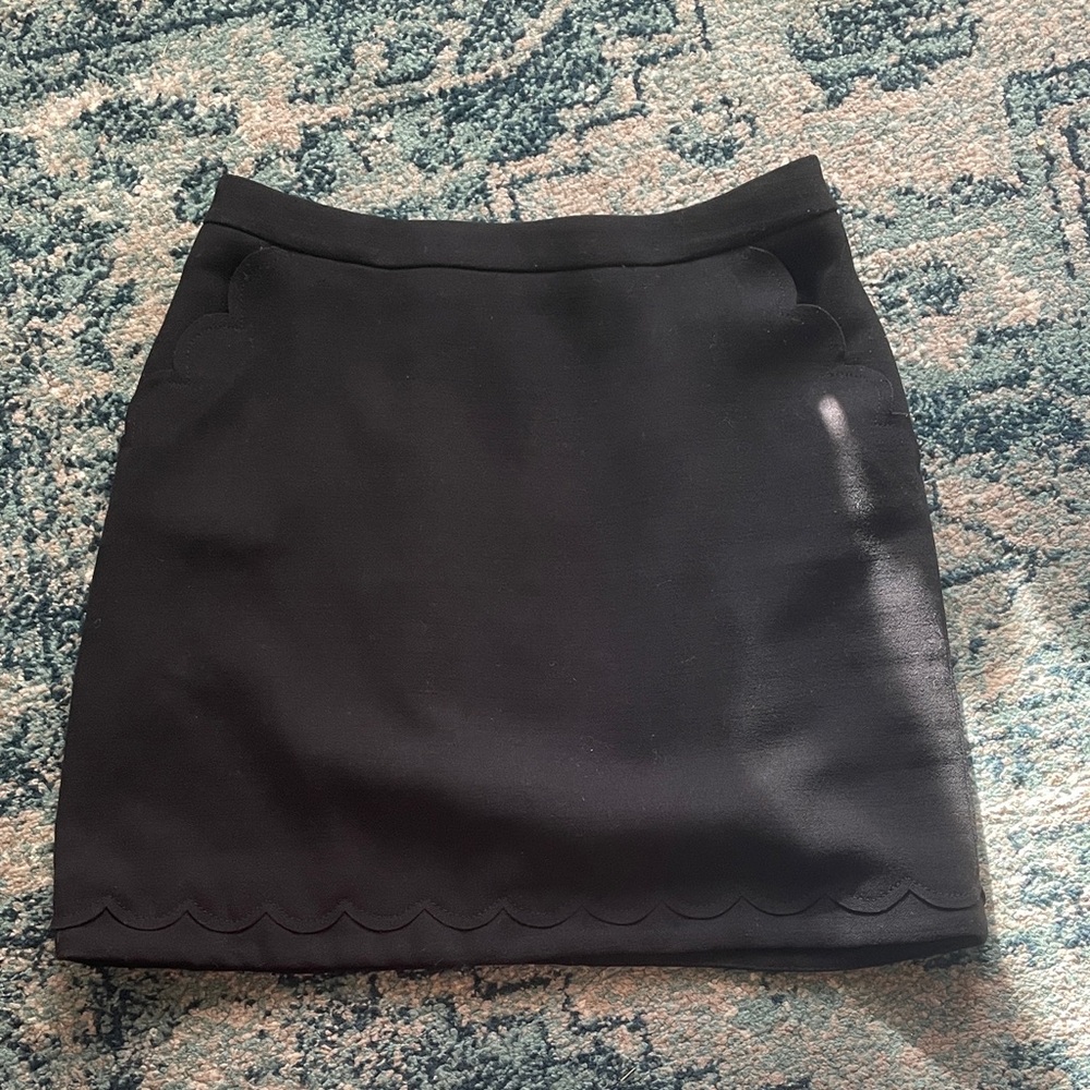 J. Crew Black Mini Skirt with Scalloped Hem